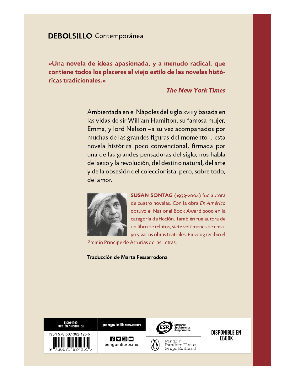 Foto 3 pulgar | El Amante Del Volcán, Editorial Debolsillo, Autor Susan Sontag