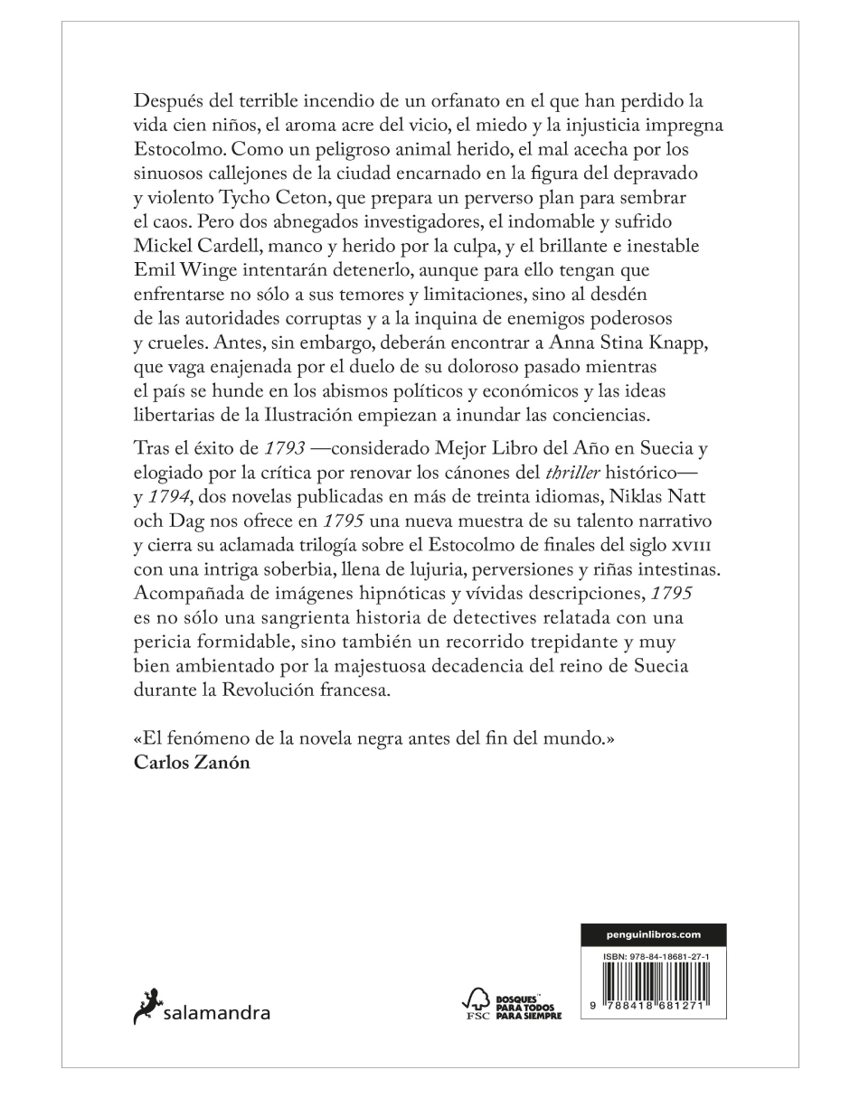 Foto 3 pulgar | Libro 1795 Editorial Salamandra Autor Niklas Natt Och Dag