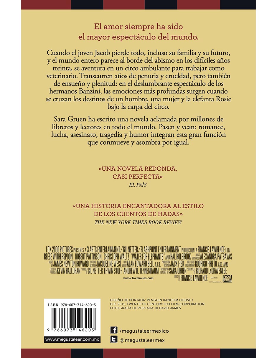 Foto 2 | Libro Agua para Elefantes Editorial De Bolsillo Autor Sara Gruen