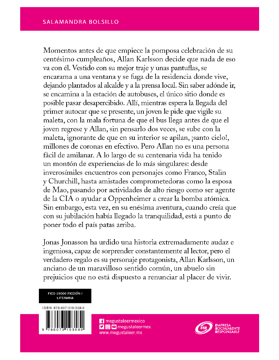 Foto 3 pulgar | Libro El Abuelo Que Saltó Por La Ventana Y Se Largó Editorial Salamandra Autor Jonas Jonasson