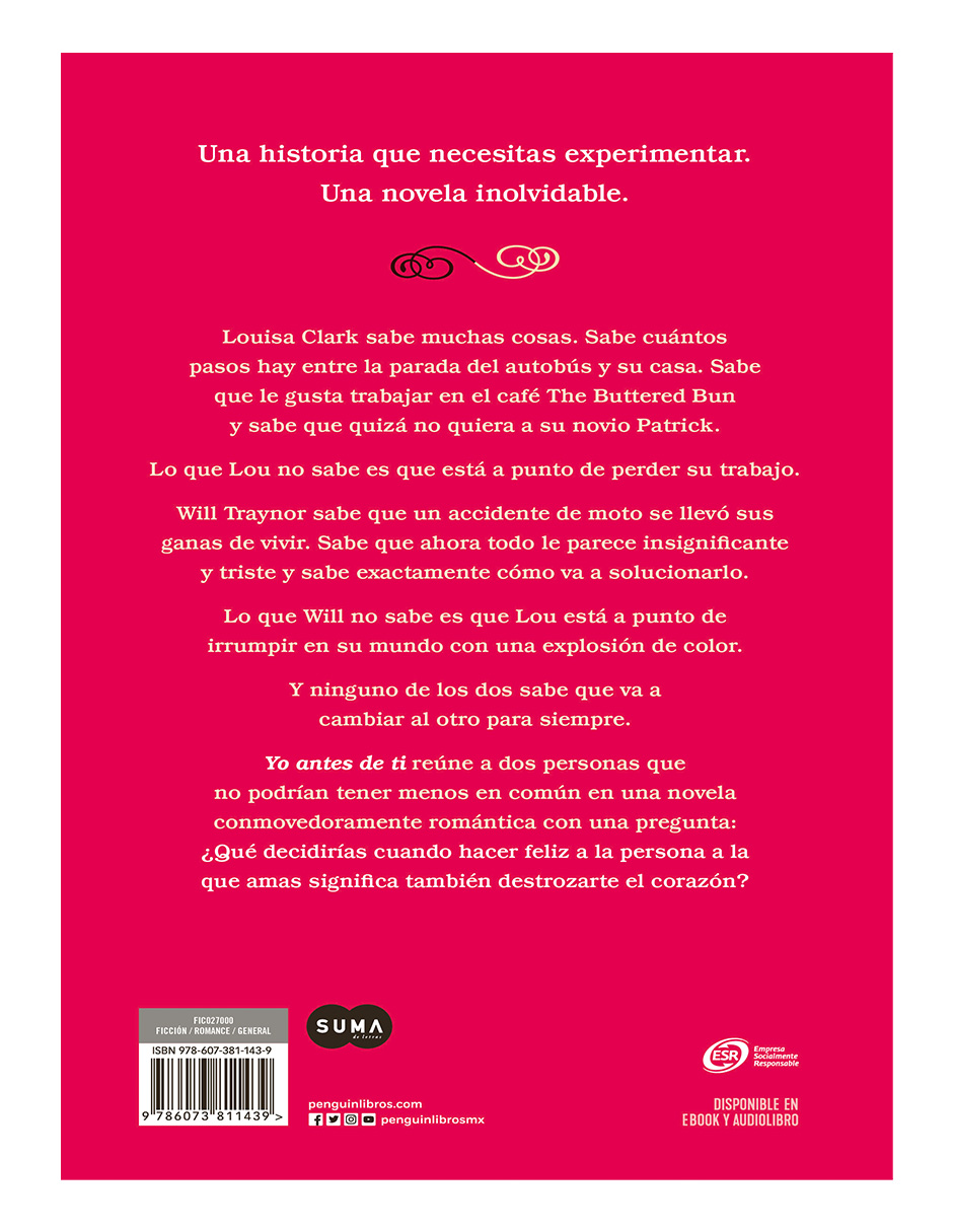 Foto 3 pulgar | Libro Yo Antes de ti Editorial Suma Autor Jojo Moyes