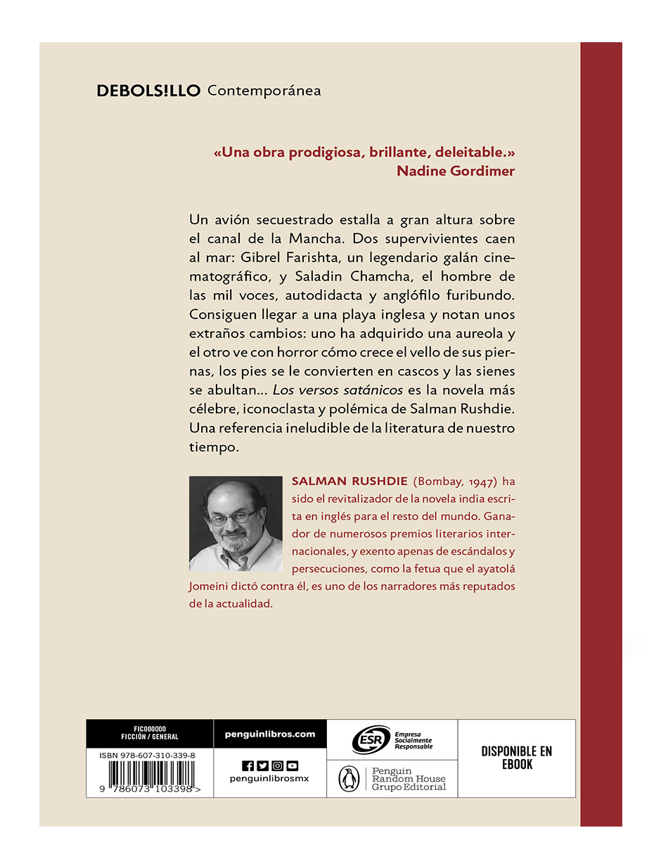 Foto 3 pulgar | Libro Los Versos Satánicos Autor Salman Rushdie - Debolsillo