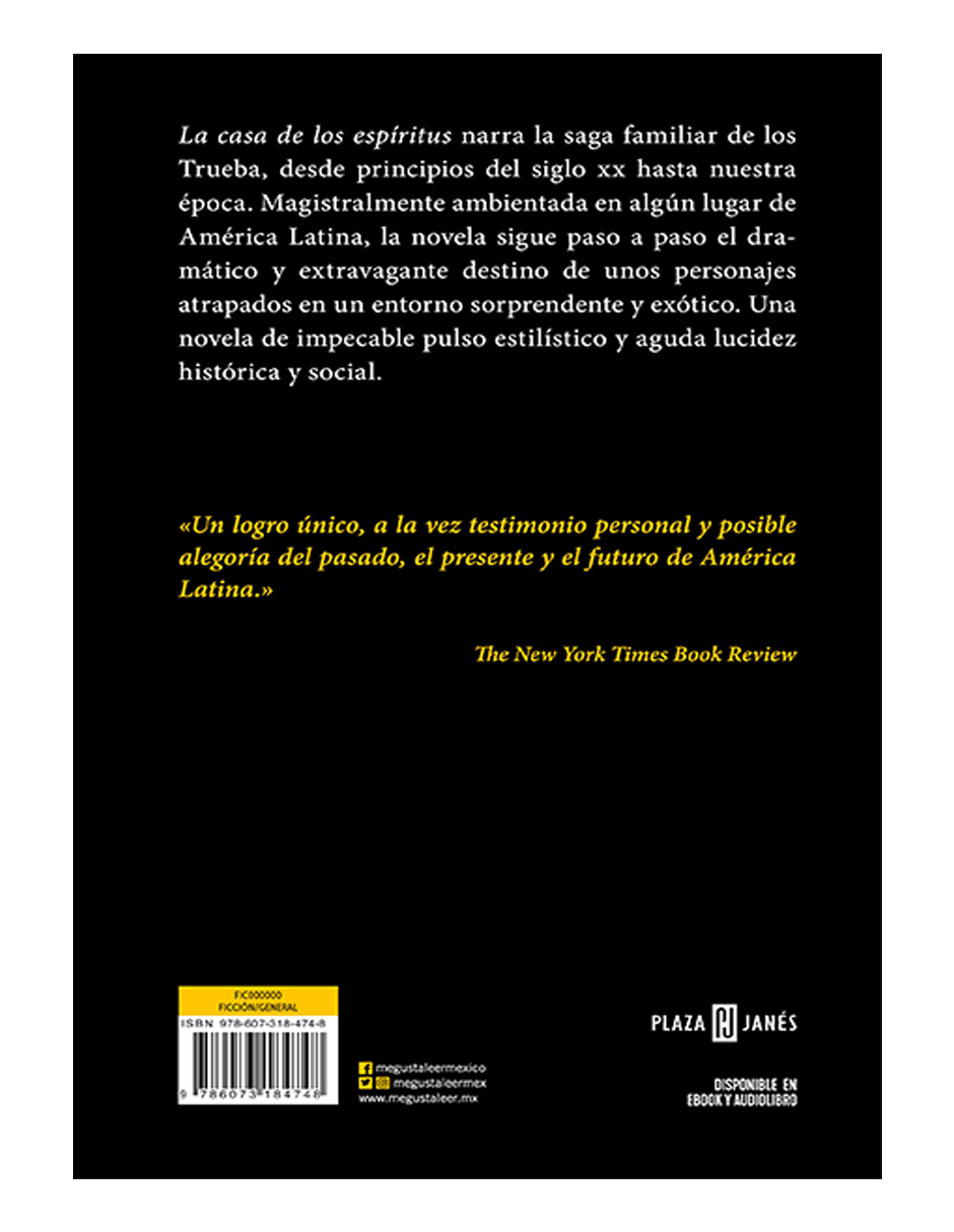 Foto 3 pulgar | Libro La Casa de los Espíritus Editorial Plaza Janes Autor Isabel Allende