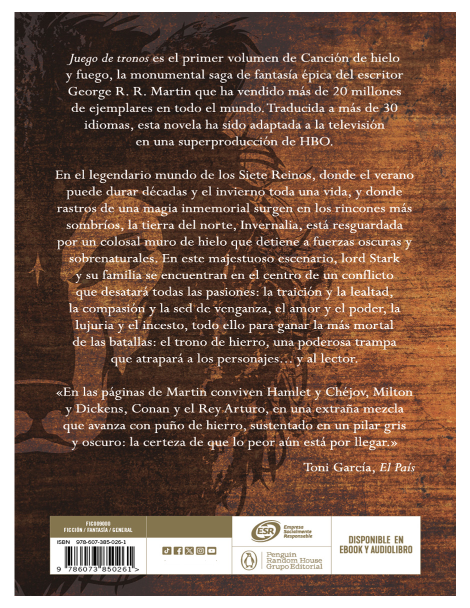 Foto 3 pulgar | Libro Juego De Tronos (cancion De Hielo Y Fuego 1) Editorial Debolsillo Autor R.r. Martin George