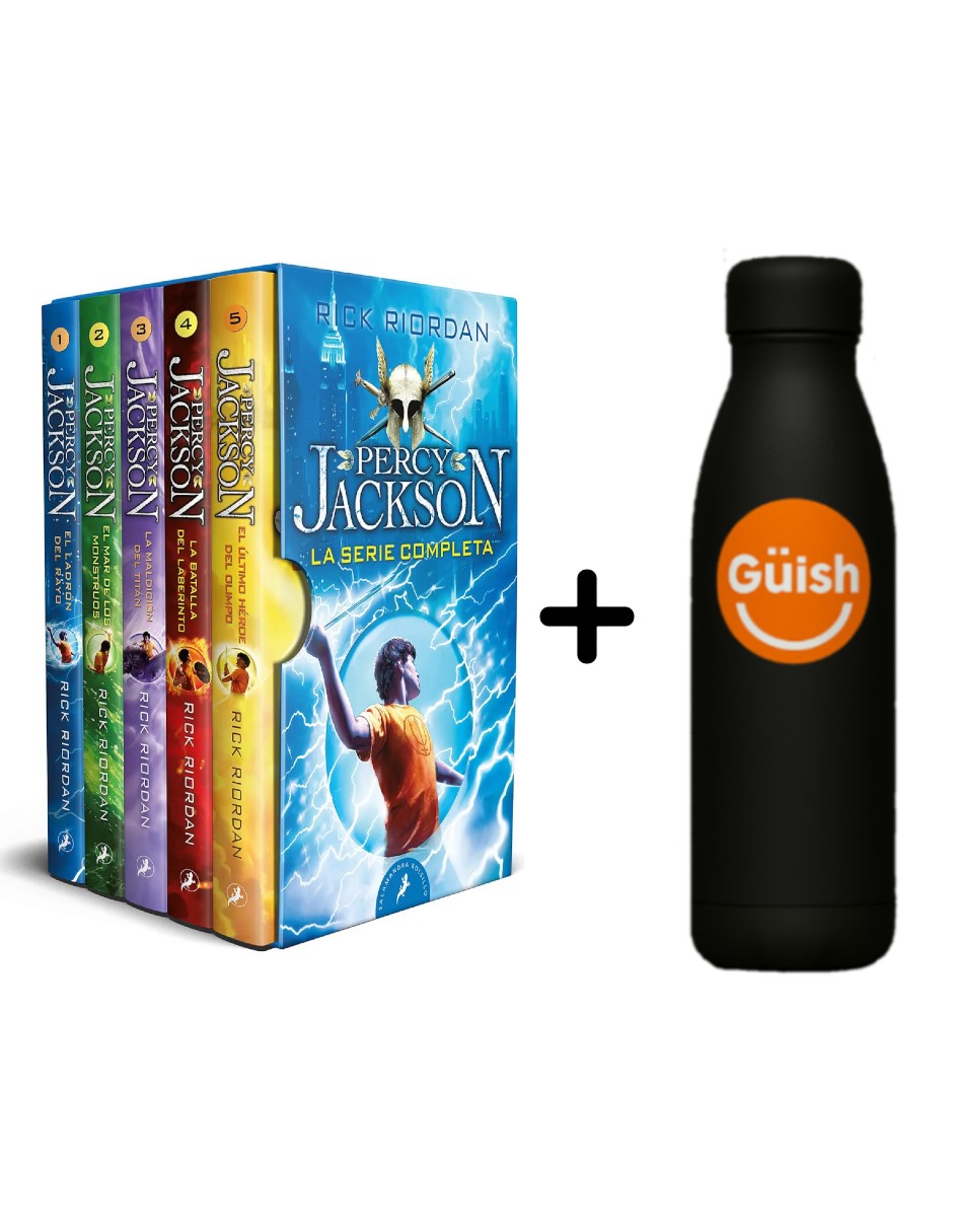 Estuche Percy Jackson Y Los Dioses Del Olimpo,  5 Libros  + Termo Güish Gratis