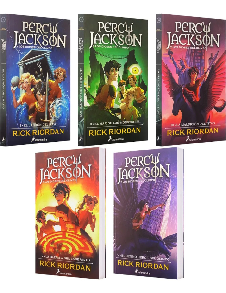 Foto 4 pulgar | Estuche Percy Jackson Y Los Dioses Del Olimpo,  5 Libros  + Termo Güish Gratis