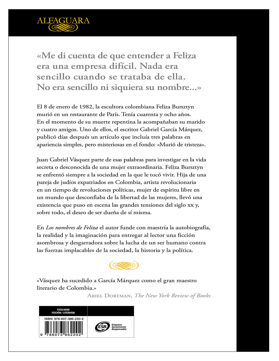 Foto 4 pulgar | Libro Los Nombres de Feliza Autor Juan Gabriel Vásquez