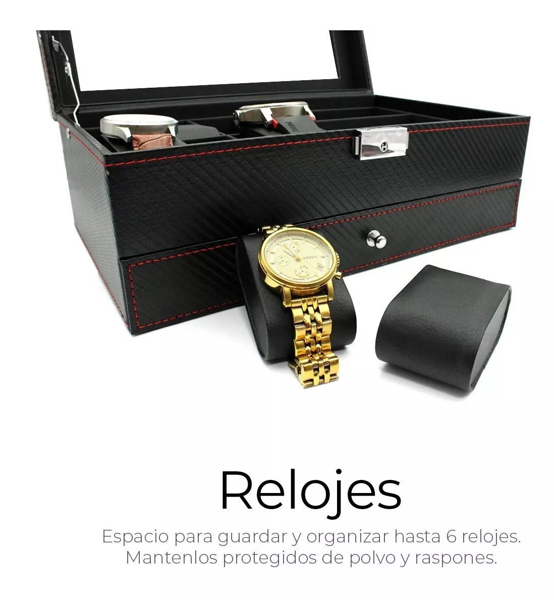 Foto 6 pulgar | Estuche Alhajero Organizador De Relojes Y Joyas Negro