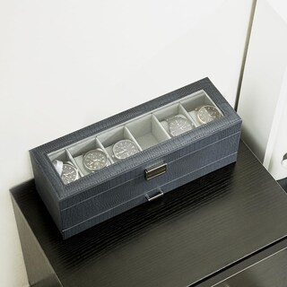 Foto 3 | Watch Box Procase Con 6 Ranuras Y Cajón Para Hombre Y Mujer, Color Azul Cocodrilo - Venta Internacional.
