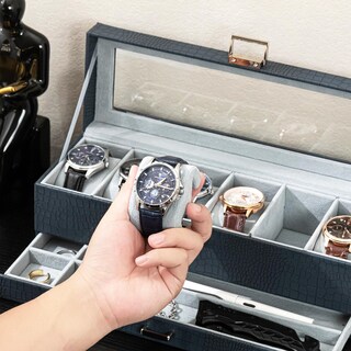 Foto 6 | Watch Box Procase Con 6 Ranuras Y Cajón Para Hombre Y Mujer, Color Azul Cocodrilo - Venta Internacional.