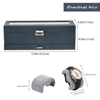 Foto 7 | Watch Box Procase Con 6 Ranuras Y Cajón Para Hombre Y Mujer, Color Azul Cocodrilo - Venta Internacional.
