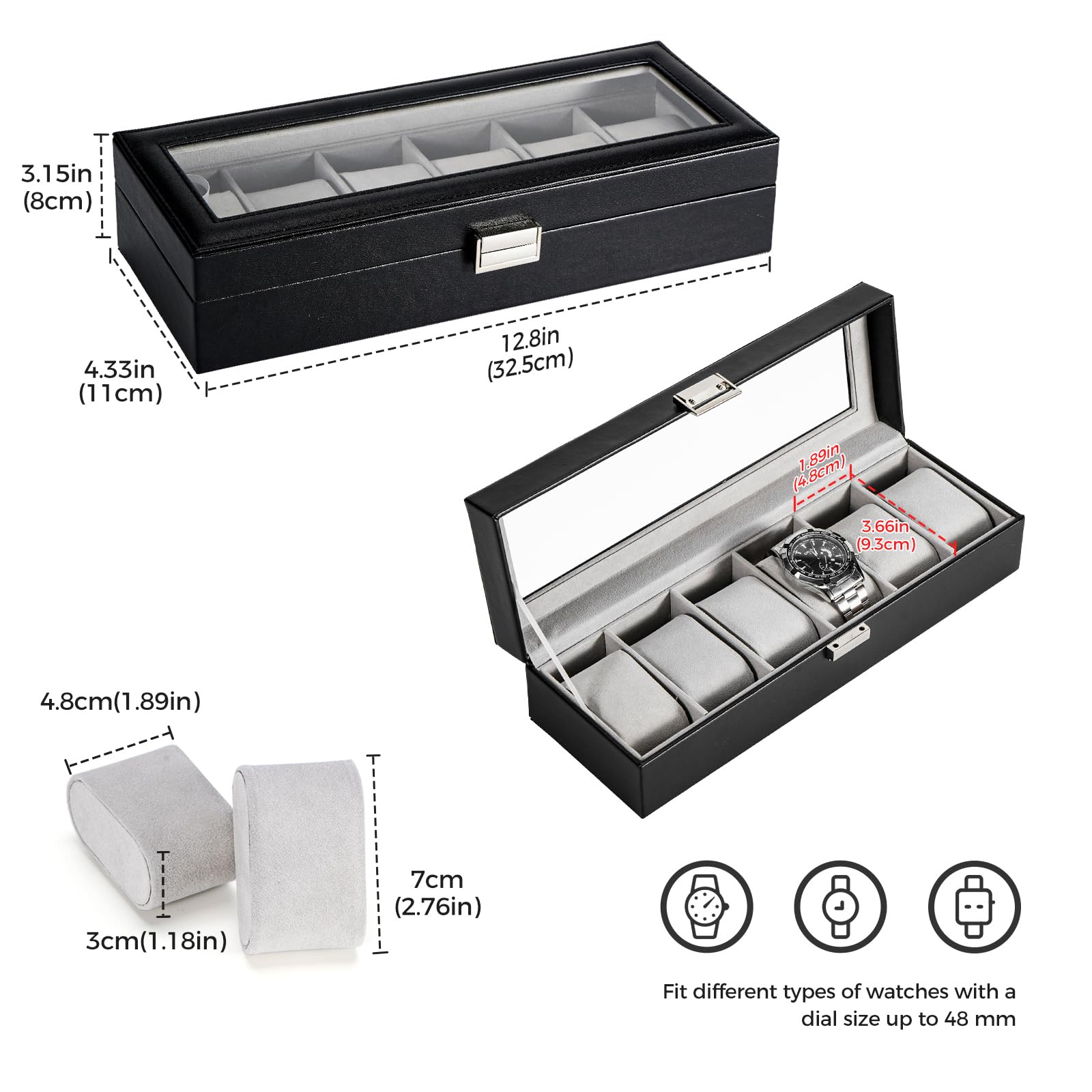 Foto 6 pulgar | Estuche Procase Negro para Relojes-Venta Internacional