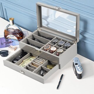 Foto 3 | Joyero Procase 6 Ranuras Con Acabado Lacado Para Hombre, Color Gris - Venta Internacional.