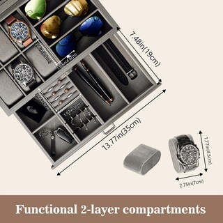 Foto 4 | Joyero Procase 6 Ranuras Con Acabado Lacado Para Hombre, Color Gris - Venta Internacional.