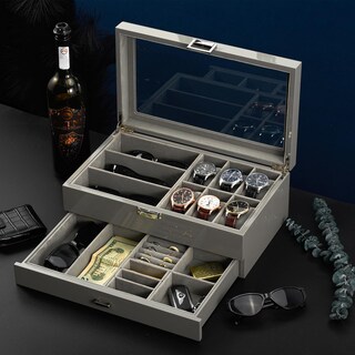 Foto 7 | Joyero Procase 6 Ranuras Con Acabado Lacado Para Hombre, Color Gris - Venta Internacional.