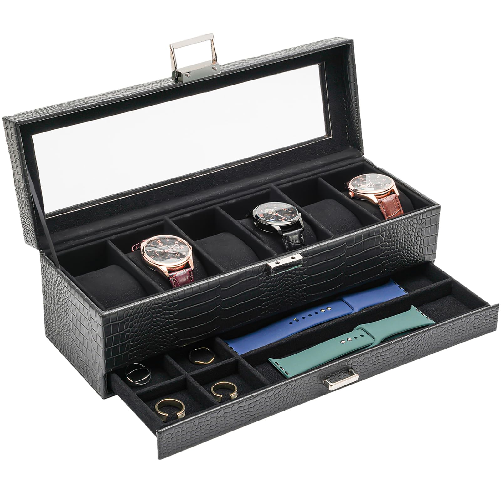 Foto 2 pulgar | Estuche Expositor Para Relojes Watch Box Procase De 6 Ranuras Con Cajón Tipo Lagarto - Venta Internacional.