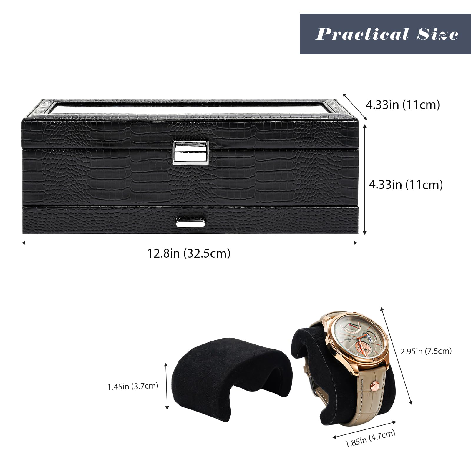 Foto 6 pulgar | Estuche Expositor Para Relojes Watch Box Procase De 6 Ranuras Con Cajón Tipo Lagarto - Venta Internacional.