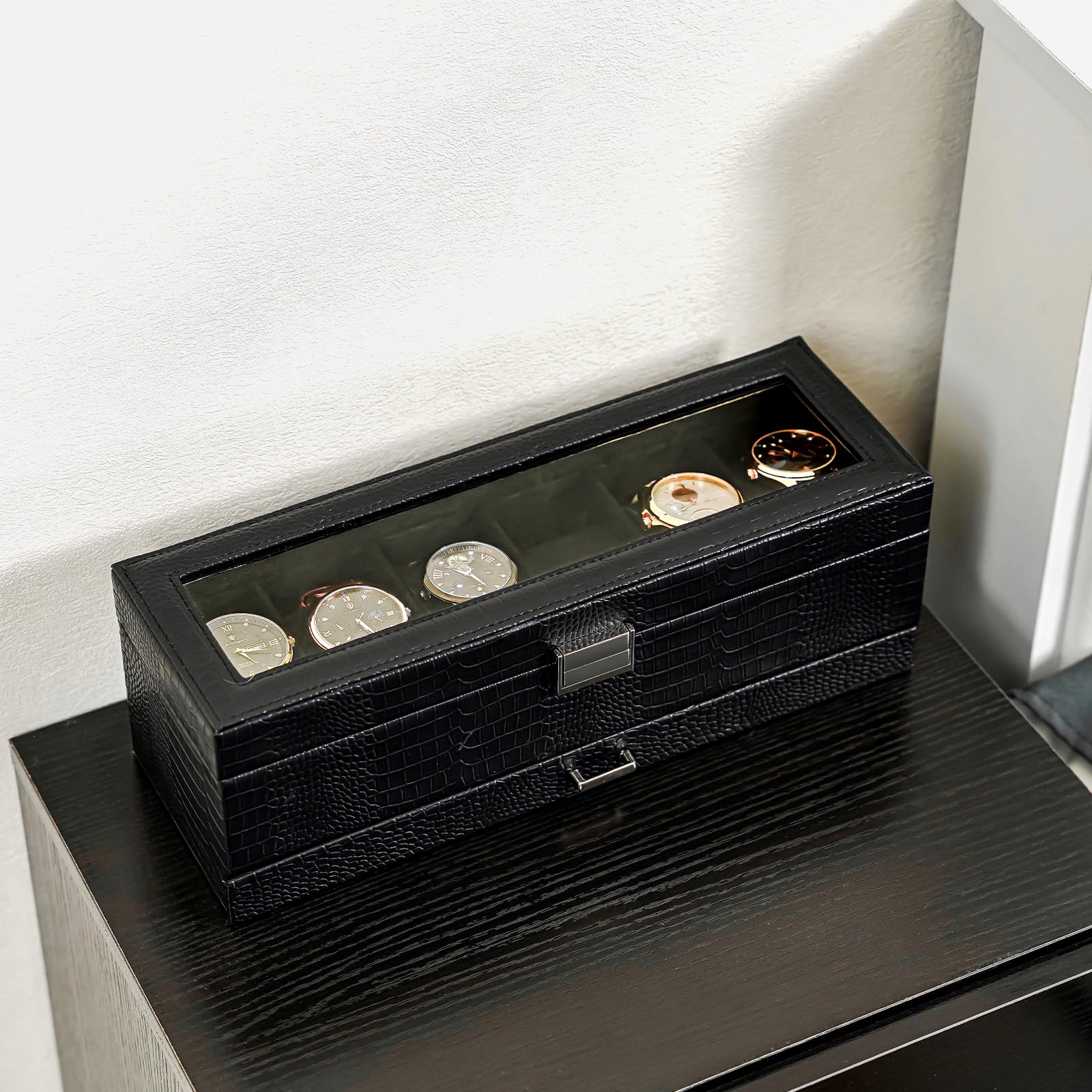 Foto 6 | Estuche Expositor Para Relojes Watch Box Procase De 6 Ranuras Con Cajón Tipo Lagarto - Venta Internacional.