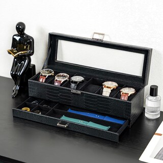 Foto 7 | Estuche Expositor Para Relojes Watch Box Procase De 6 Ranuras Con Cajón Tipo Lagarto - Venta Internacional.