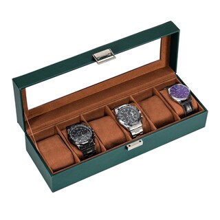 Foto 1 | Watch Box Procase De 6 Ranuras Para Hombre Con Tapa De Cristal, Color Verde Medianoche - Venta Internacional.