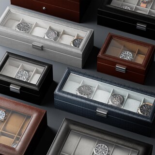 Foto 6 | Watch Box Procase De 6 Ranuras Para Hombre Con Tapa De Cristal, Color Verde Medianoche - Venta Internacional.