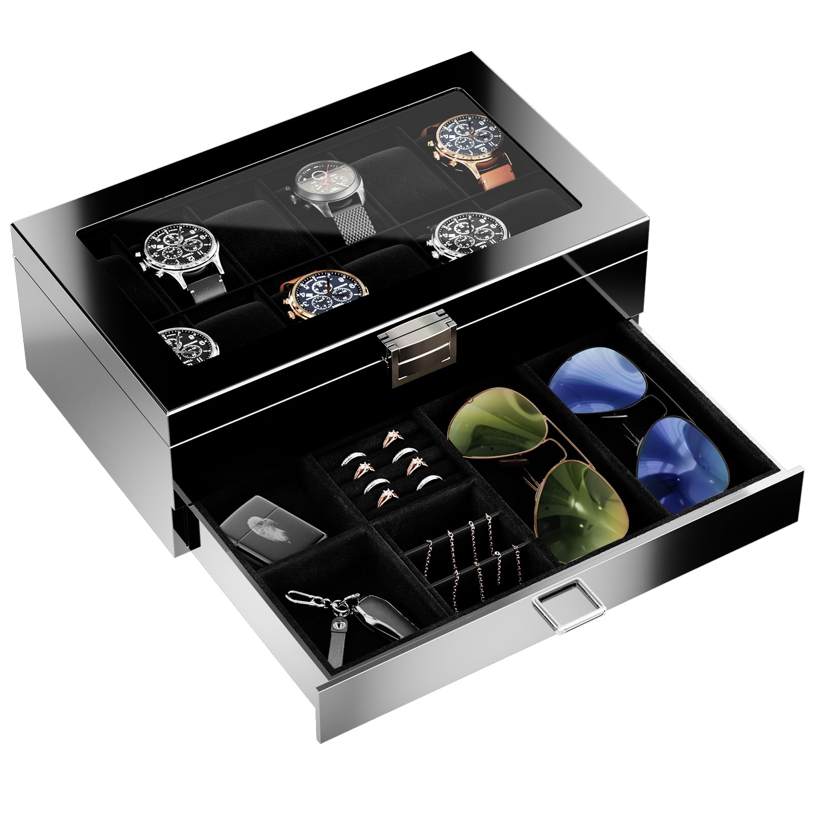 Foto 1 | Joyero Procase Con 12 Ranuras Para Relojes Y Gafas De Sol Para Hombre - Venta Internacional.