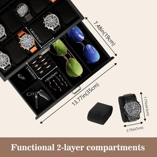 Foto 4 | Joyero Procase Con 12 Ranuras Para Relojes Y Gafas De Sol Para Hombre - Venta Internacional.
