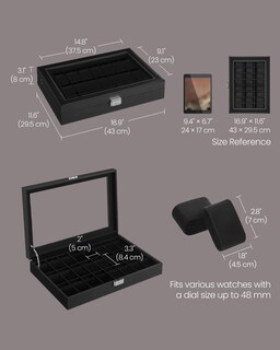 Foto 5 | Watch Box Songmics Con Cierre De 24 Ranuras Y Tapa De Cristal, Color Negro - Venta Internacional.
