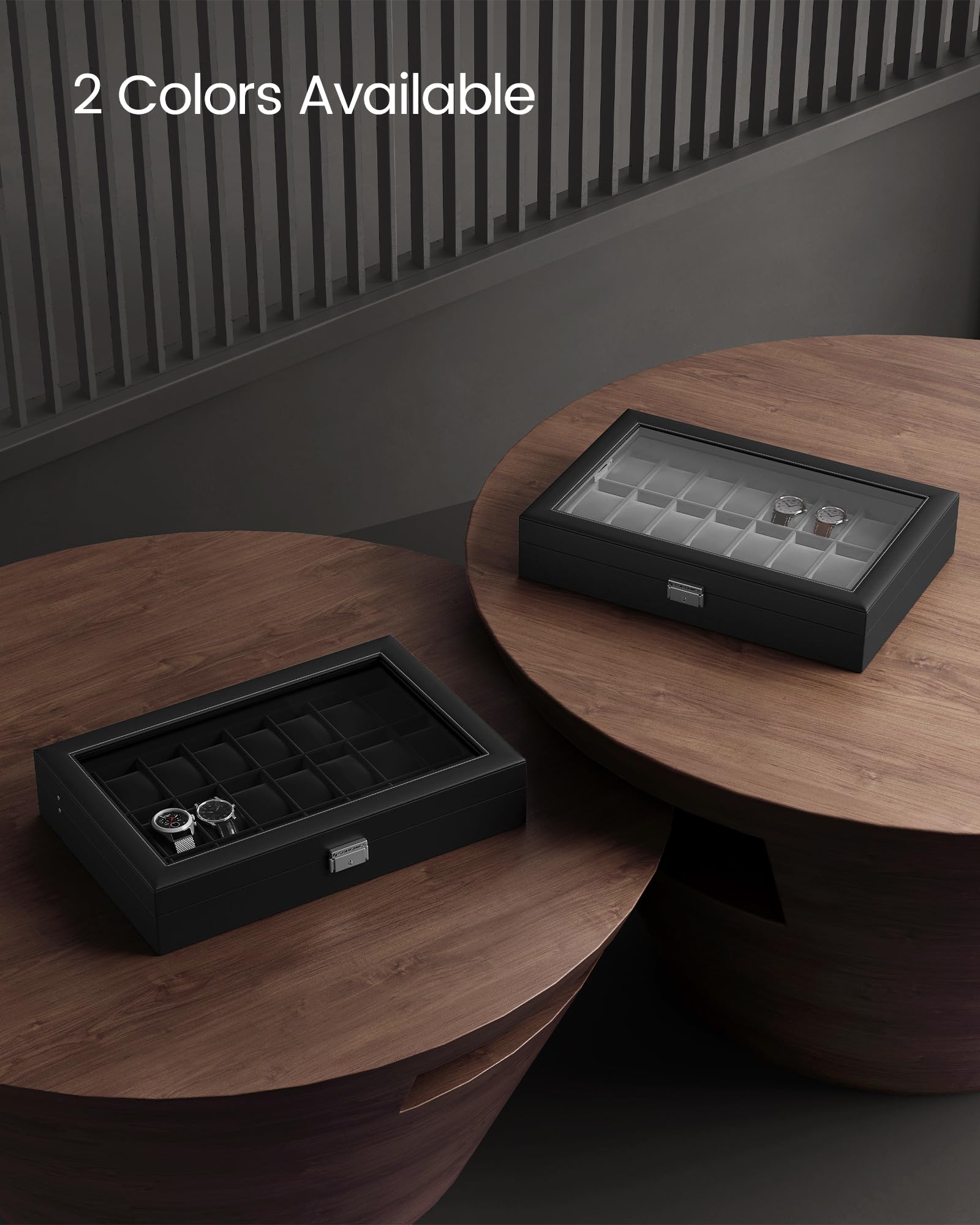 Foto 6 | Watch Box Songmics Con Cierre De 24 Ranuras Y Tapa De Cristal, Color Negro - Venta Internacional.