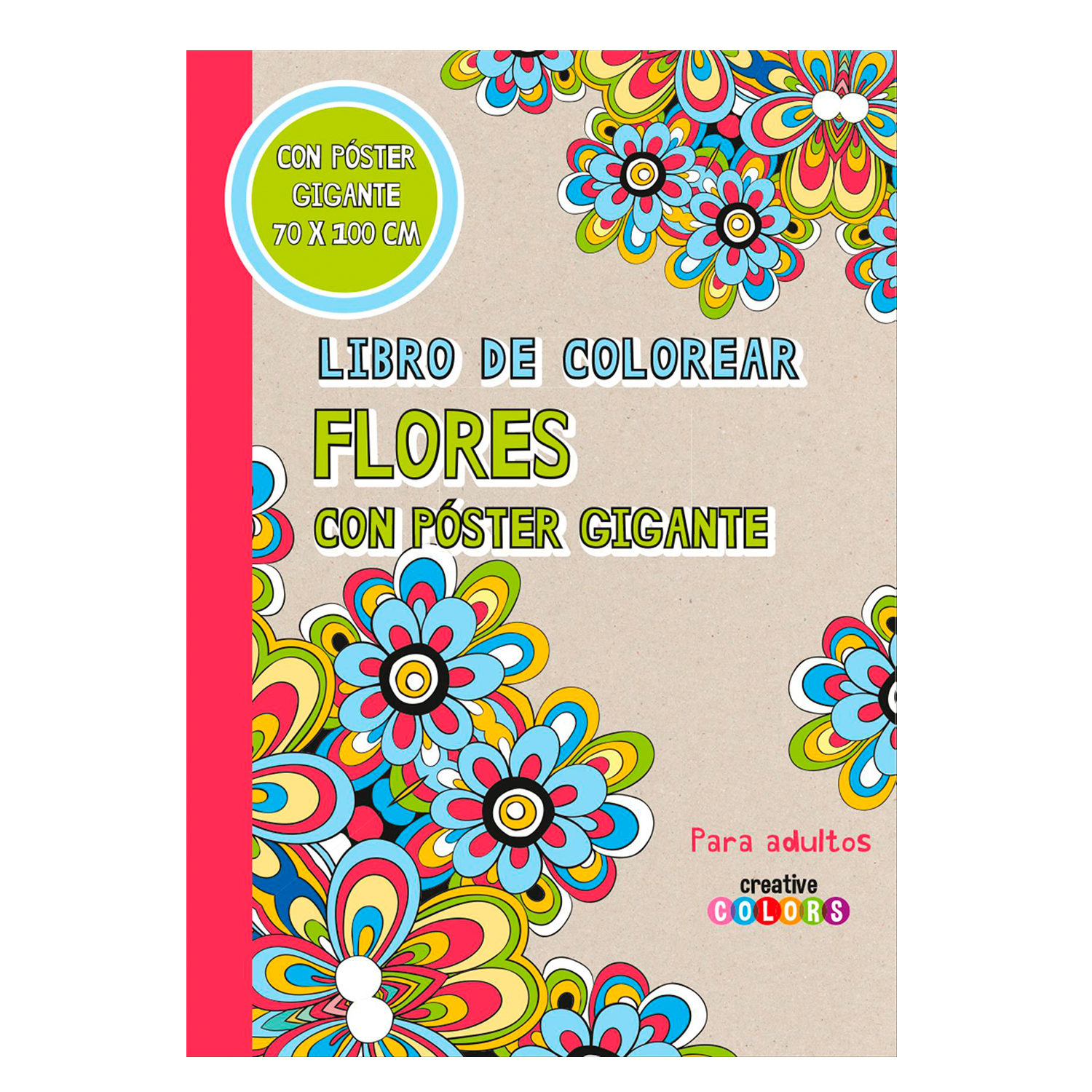 Libro De Colorear Flores Con Póster Gigante Lantaarn Rústica Beige