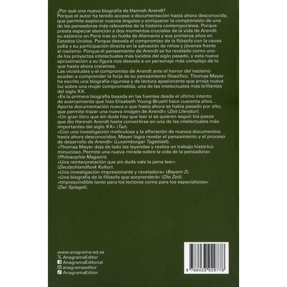 Foto 3 pulgar | Hannah Arendt. Una Biografía Intelectual