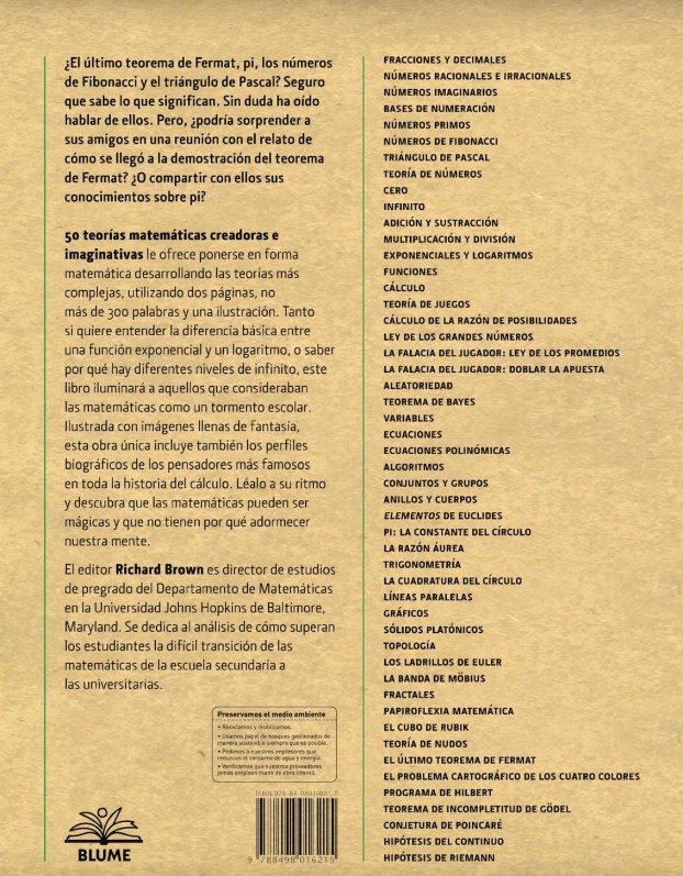 Foto 5 pulgar | 50 Teorias Matematicas. Guia Breve (2018) Richard Brown Blume Tapa Blanda