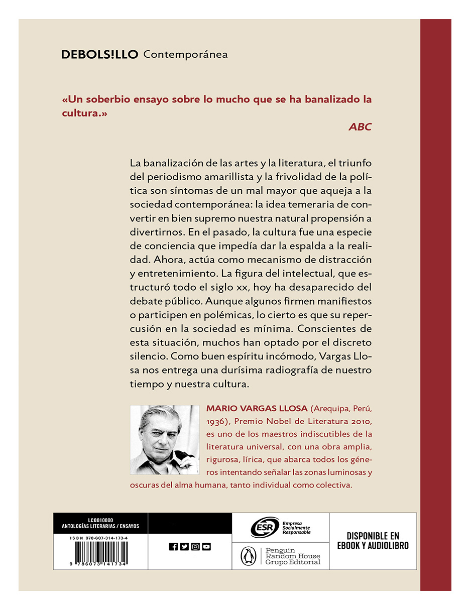 Foto 2 | Libro La Civilización Del Espectáculoautor Mario Vargas Llosa Editorial Debolsillo