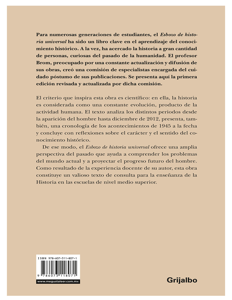 Foto 3 pulgar | Libro 🌍 Esbozo De Historia Universal: Un Viaje A Través Del Tiempo 📚 Autor Juan Brom Editorial Grijalbo