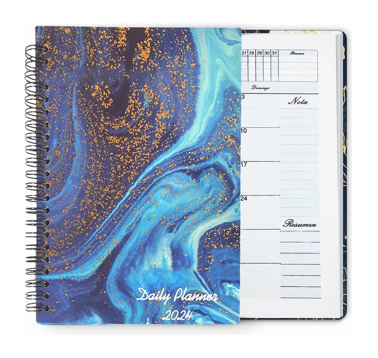 Agenda Diaria 2023 - 2024 Planificador Pasta Dura De Espiral Azul $639