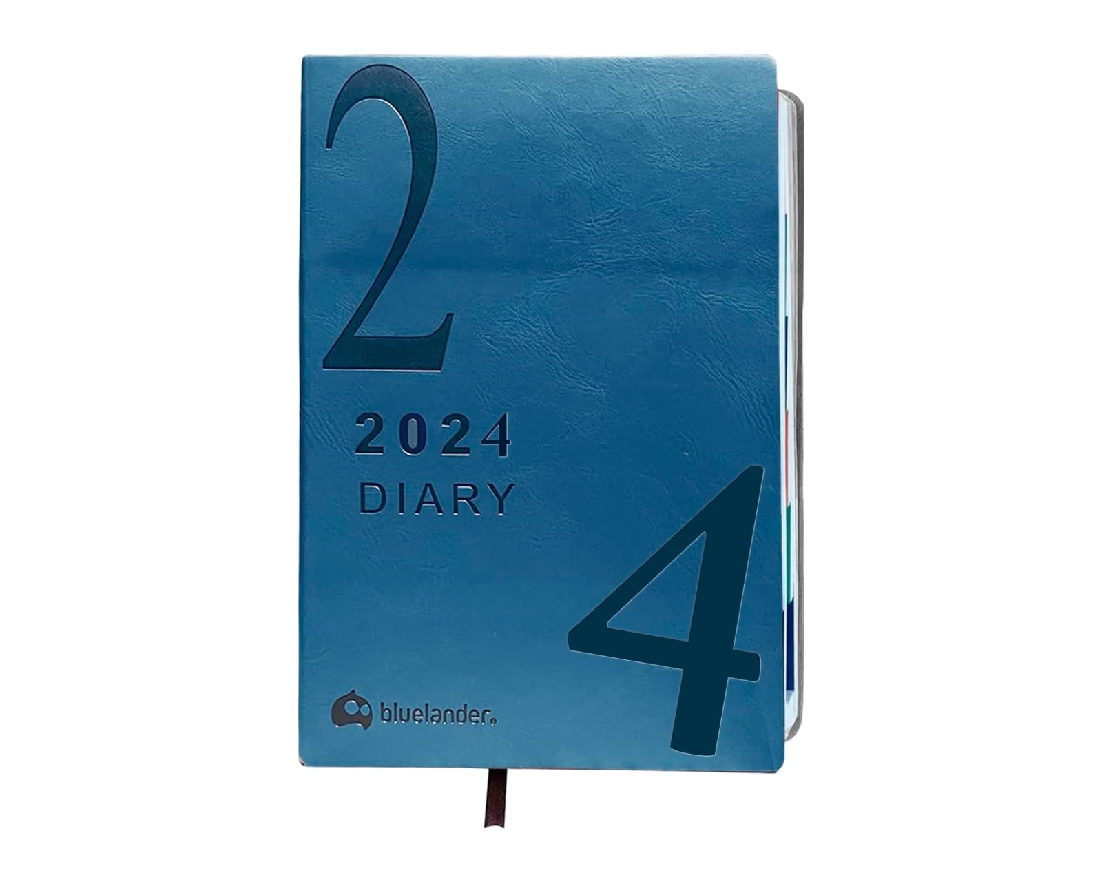 Agenda 2024 Bluelander de Cuero Azul Planificador Diario Semanal y Mensual con Pestañas