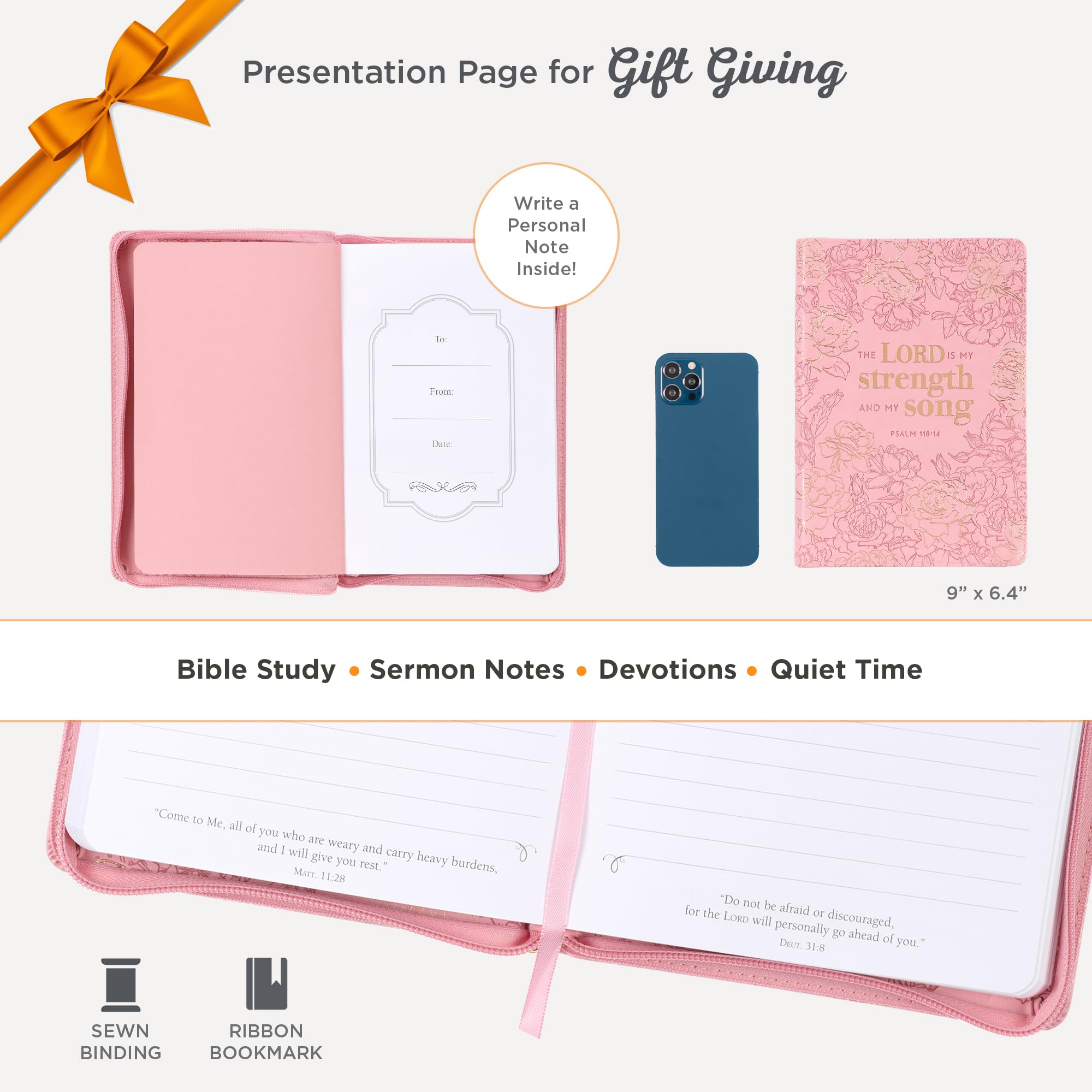 Foto 4 pulgar | Journal Christian Art Gifts De Piel Sintética Clásica Con Estampado Floral Rosa - Venta Internacional.