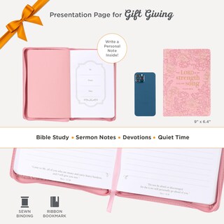 Foto 3 | Journal Christian Art Gifts De Piel Sintética Clásica Con Estampado Floral Rosa - Venta Internacional.