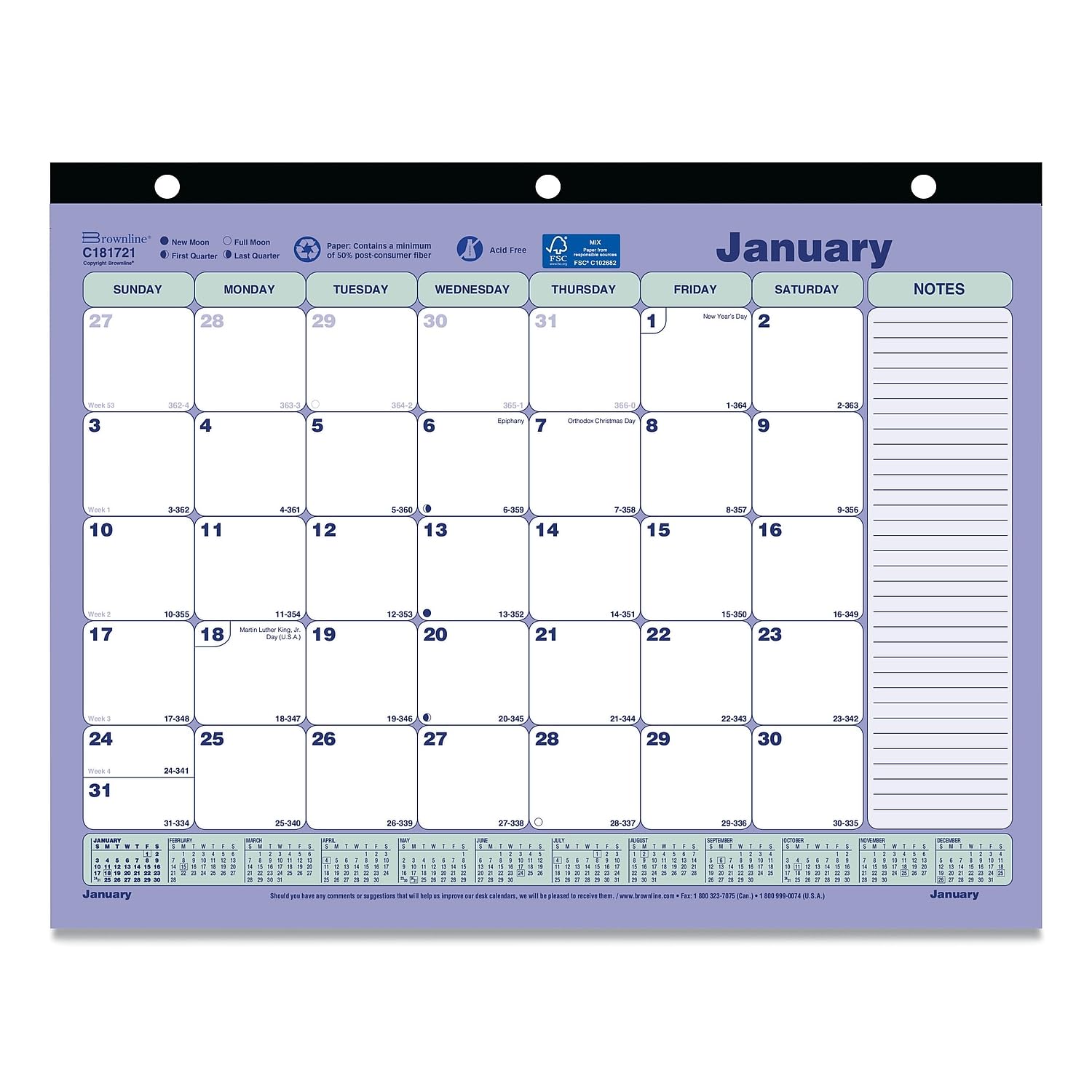Foto 2 pulgar | Calendario Mensual Brownline 2024 11 X 8.5 Cm 12 Meses - Venta Internacional.