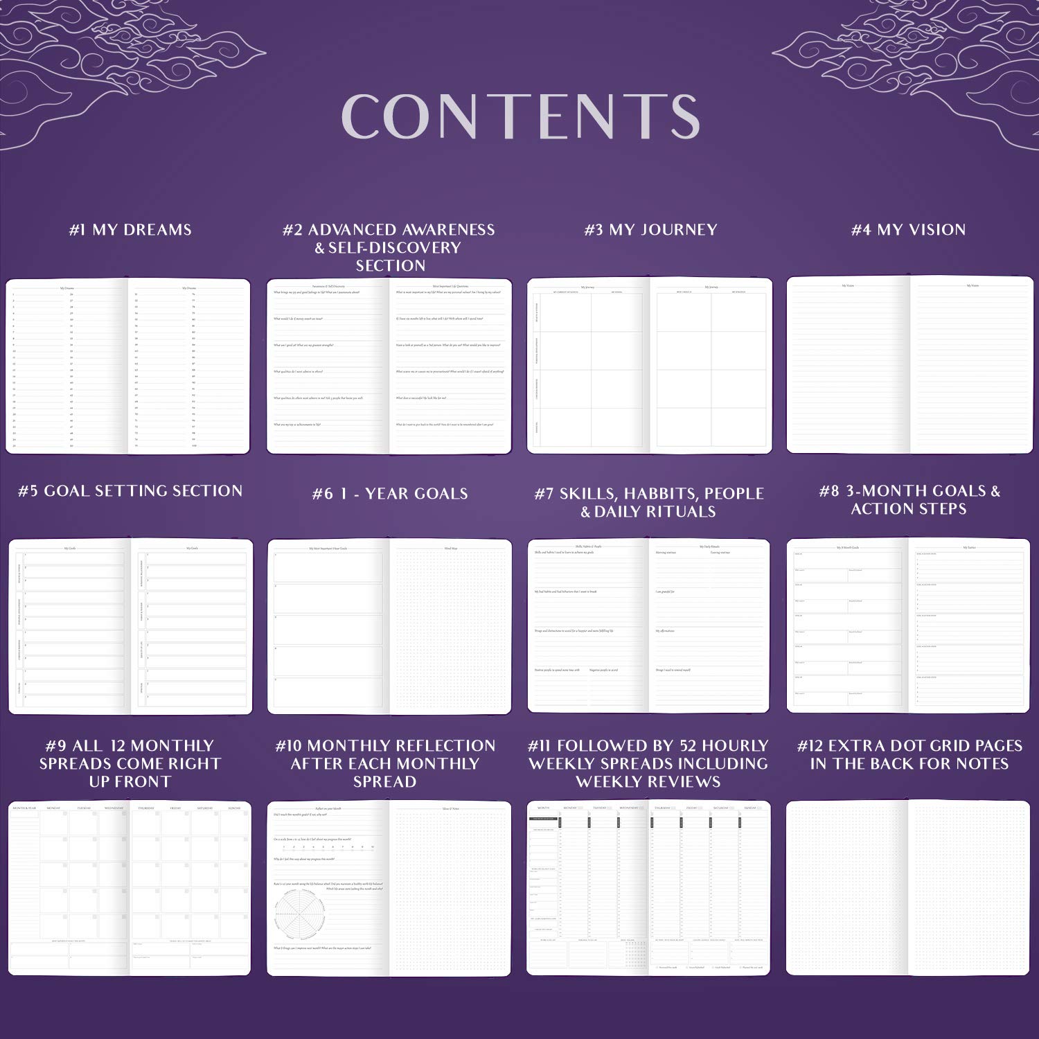 Foto 6 | Planner Legend Planner Pro Horario Horario A4 Púrpura - Venta Internacional.