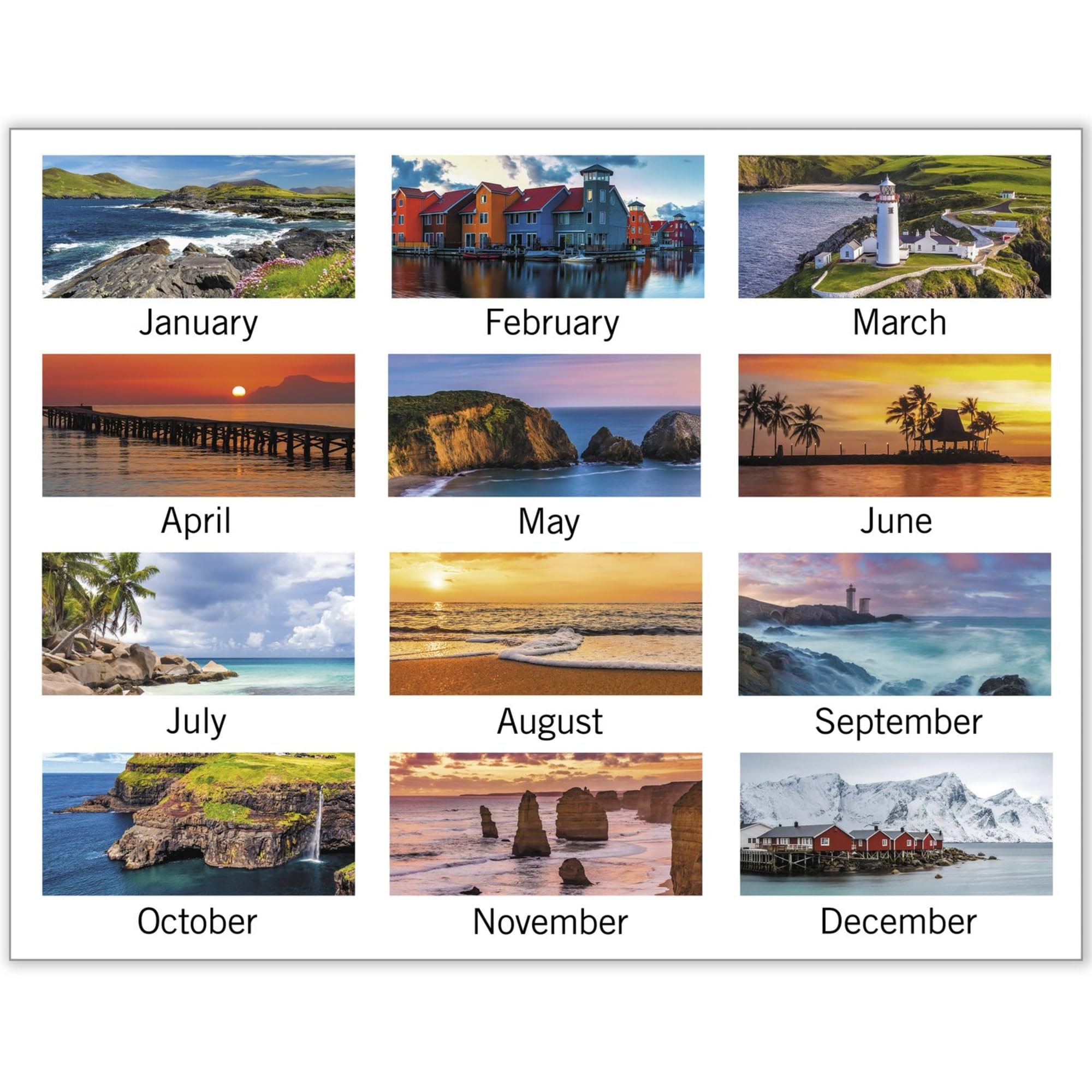 Foto 5 pulgar | Calendario De Escritorio De Un Vistazo Panoramic Seascape 2025 - Venta Internacional.