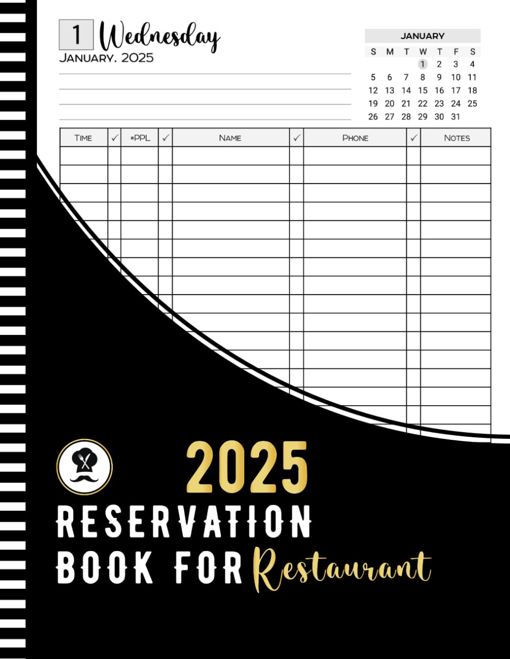 Foto 2 pulgar | Reservation Book For Restaurant 2025: From 1 January 2025 To 31 December 2025 ( 365 Day ) - Venta Internacional.