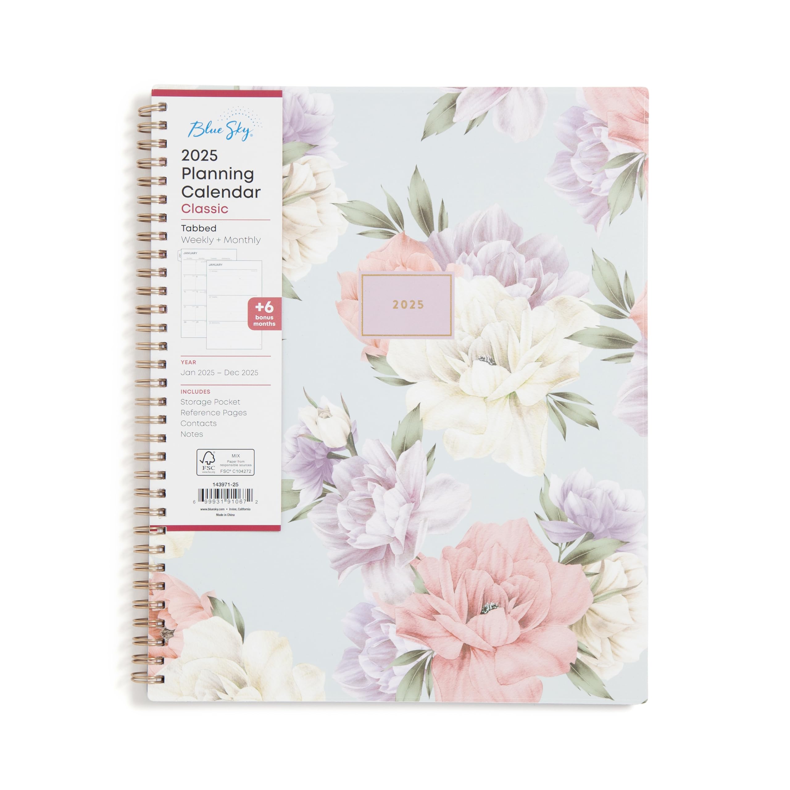 Calendario Planificador Blue Sky 2025, Semanal Y Mensual, Tula, 21 X 28 Cm - Venta Internacional. $1,084