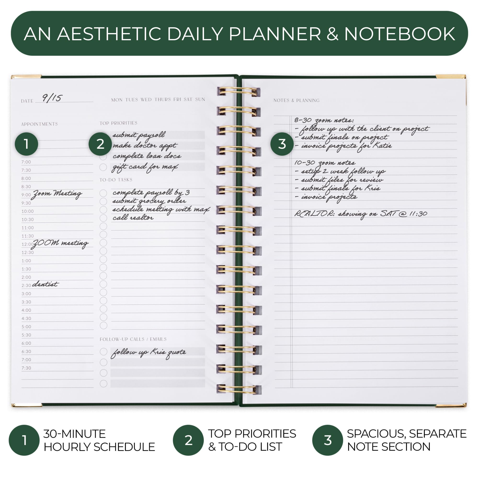Foto 3 pulgar | Agenda Diaria Y Cuaderno Zicoto Aesthetic Con Horario Por Horas - Venta Internacional.