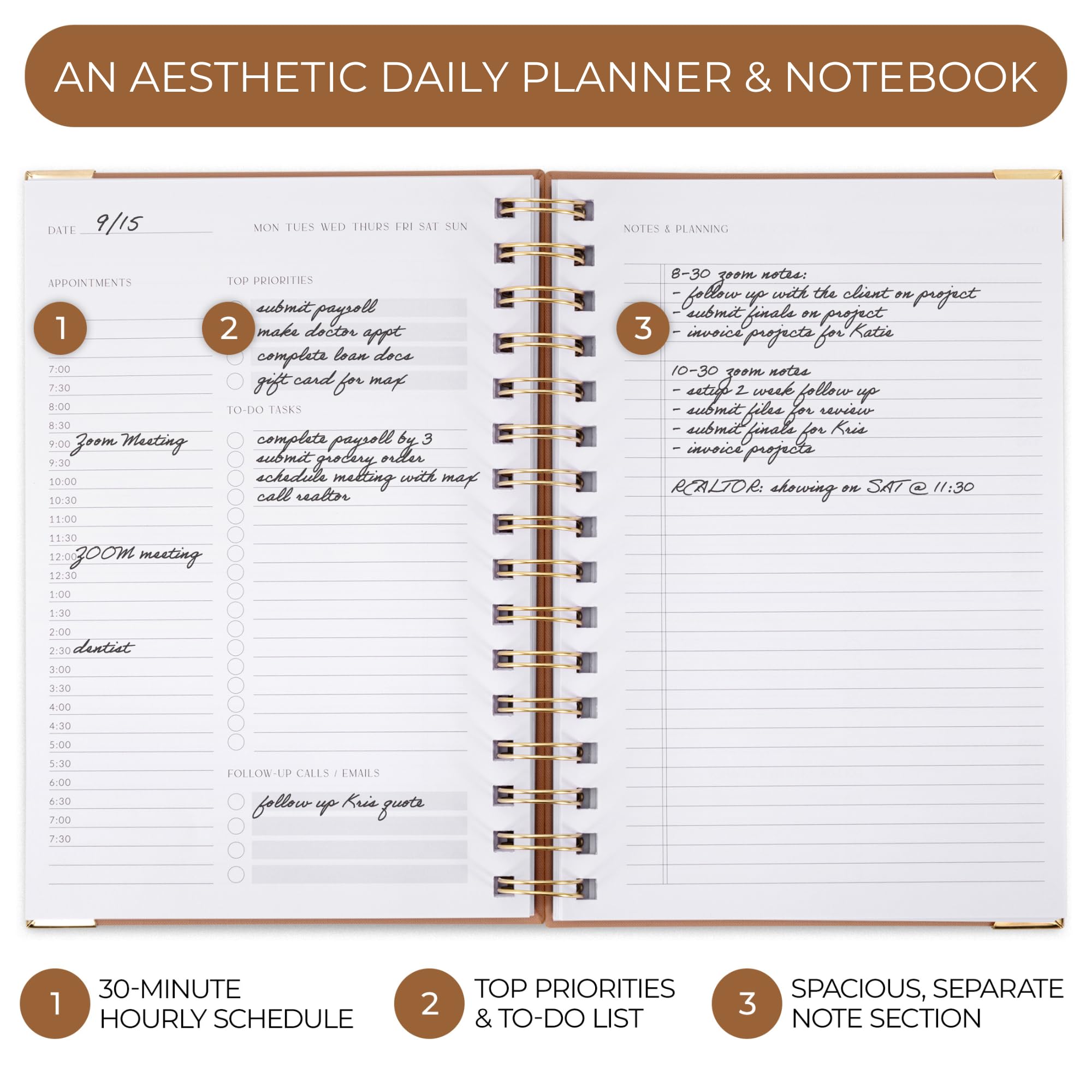 Foto 2 | Agenda Diaria Y Cuaderno Zicoto Aesthetic Con Horario Por Horas - Venta Internacional.