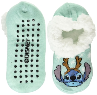 Foto 1 | Calcetines Tipo Pantuflas Disney Lilo & Stitch De Piel De Peluche Para Mujer, Azules, 9-11 - Venta Internacional.