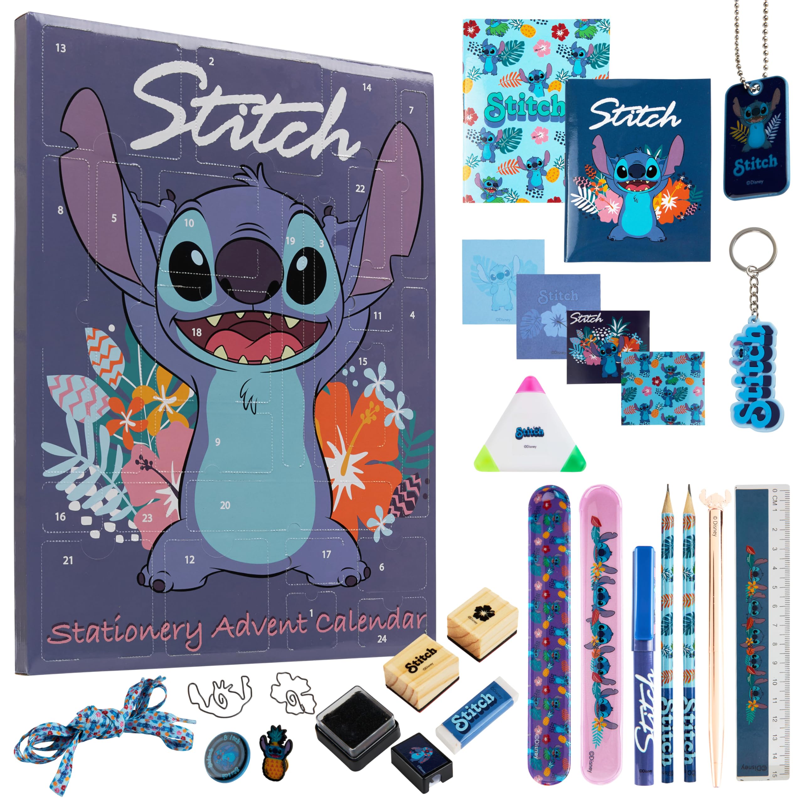 Foto 2 pulgar | Calendario De Adviento Disney Stitch 2024 Con Papelería Y Accesorios - Venta Internacional.