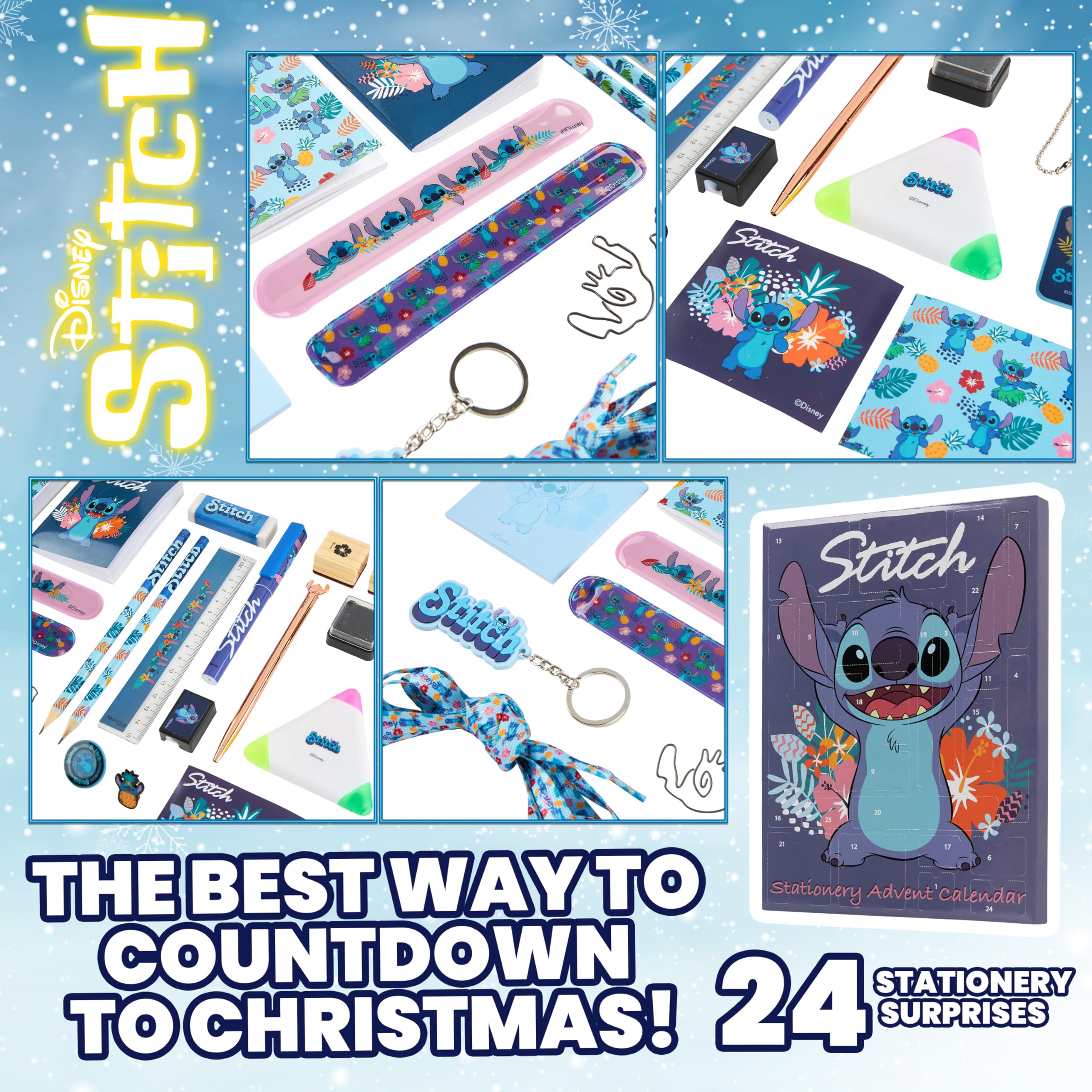 Foto 5 pulgar | Calendario De Adviento Disney Stitch 2024 Con Papelería Y Accesorios - Venta Internacional.