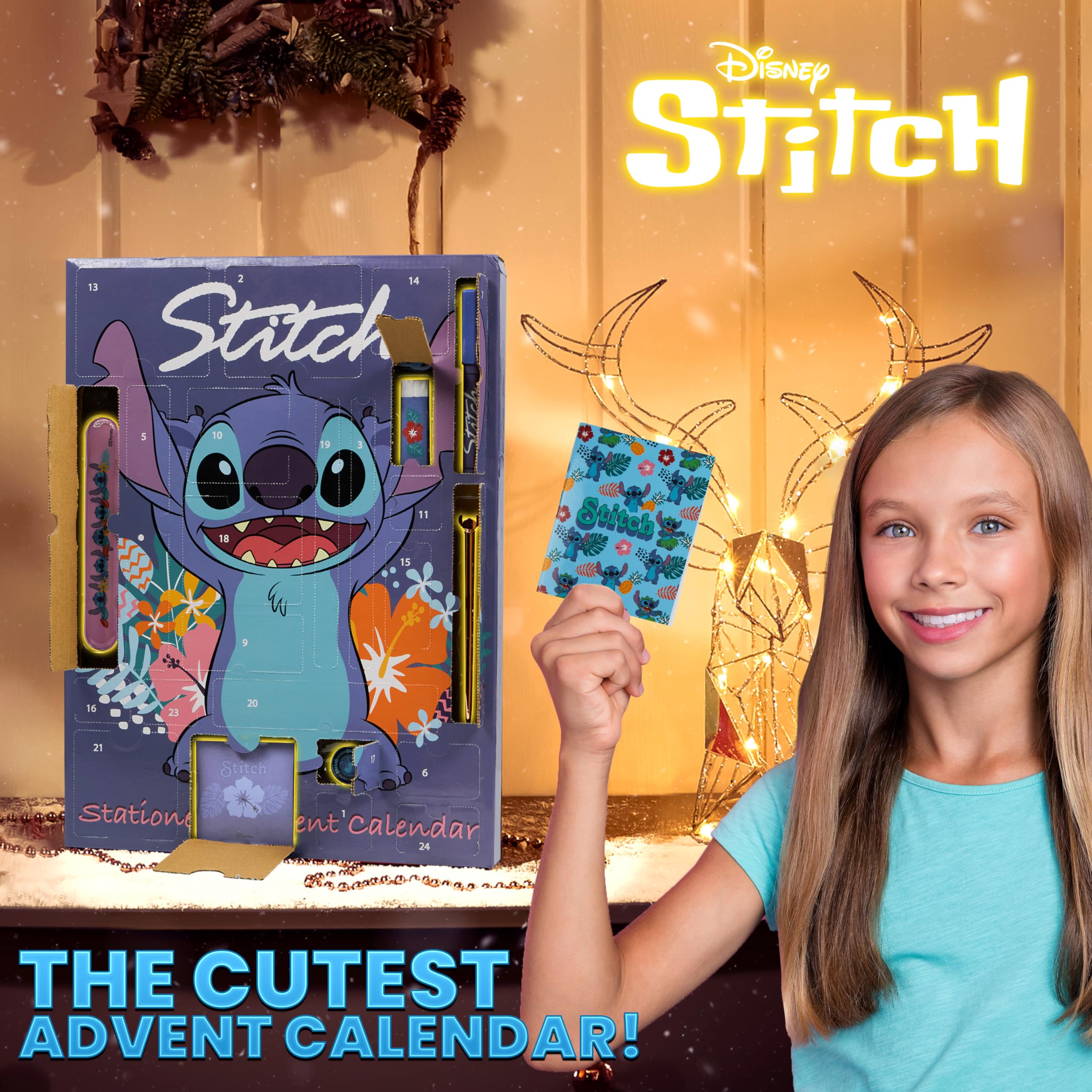 Foto 6 pulgar | Calendario De Adviento Disney Stitch 2024 Con Papelería Y Accesorios - Venta Internacional.