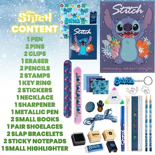 Foto 6 | Calendario De Adviento Disney Stitch 2024 Con Papelería Y Accesorios - Venta Internacional.
